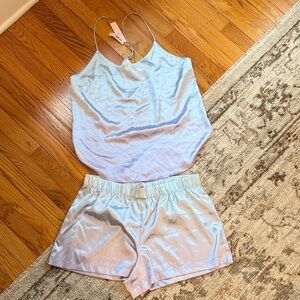 Victoria's Secret Light Blue Satin Pajama Set